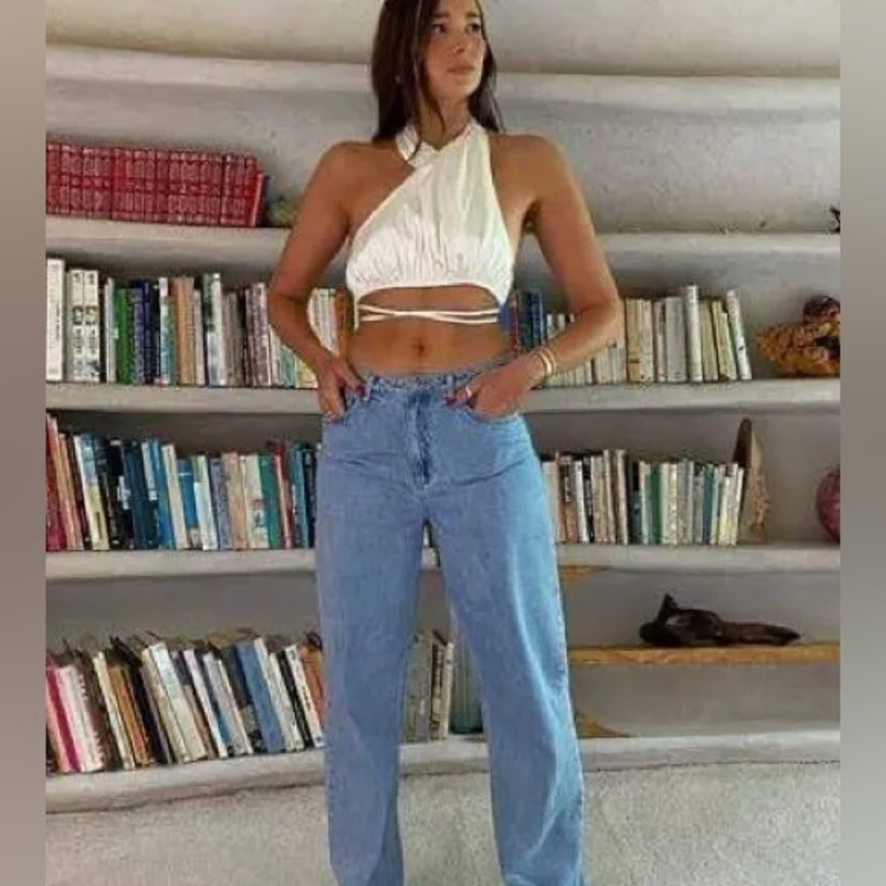 Danielle Bernstein - HIGH NECK STRETCH CHARMEUSE HALTER TOP